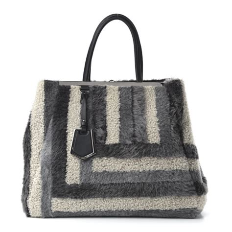 fendi 2jours light blue|FENDI Shearling Large 2Jours Tote Light Blue Grey.